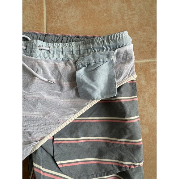 Bonobos Worn Once  Swim Trunks  Nylon Gray Striped Pink Men size L - Picture 7 of 11